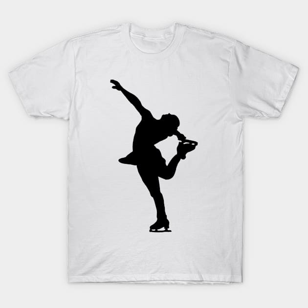 Figure Skating Hair Cutter Spin Outline T-Shirt by madagan11